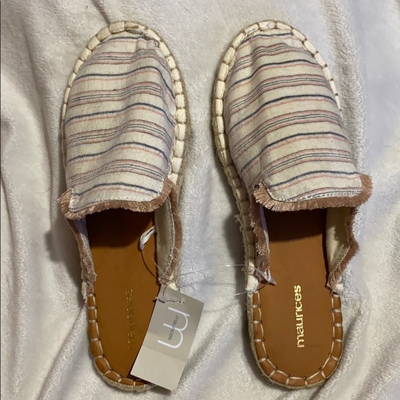 Maurices Boho Striped Slip On Slides Fringe Size 7 - Picture 3 of 11